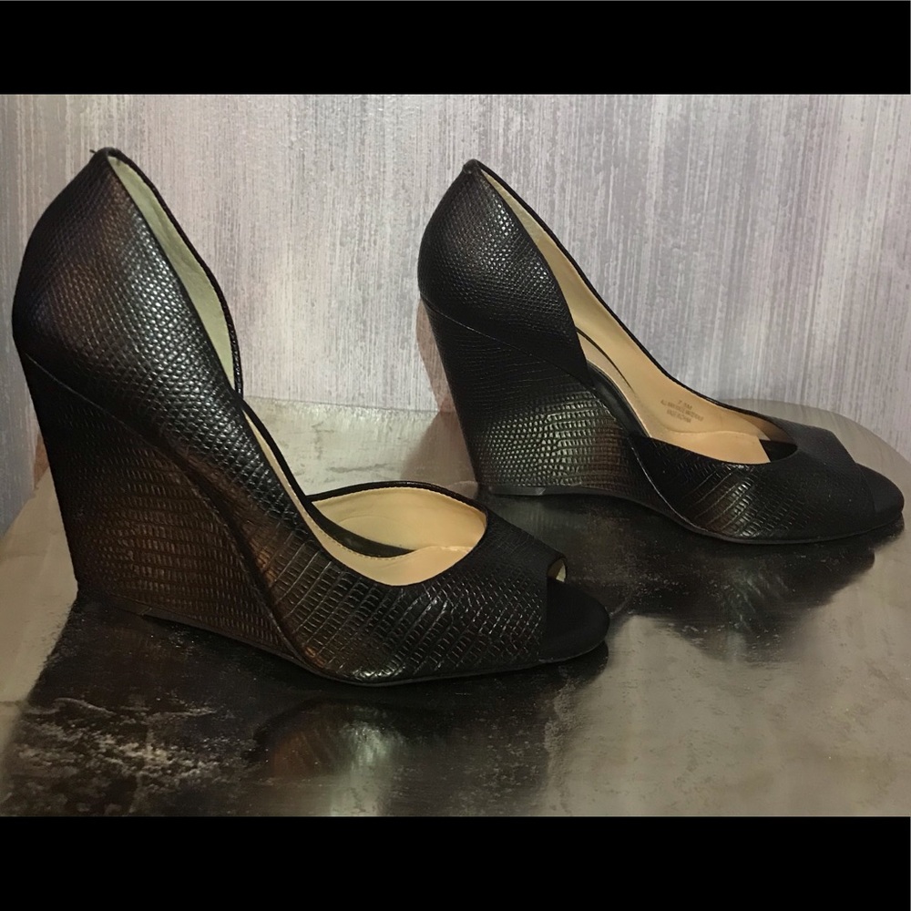 Gianni Bini Black Peeptoe Wedge